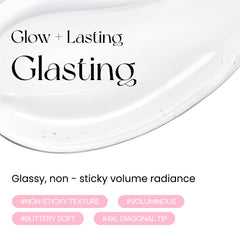 Peripera on model lips showcasing glass-like shine and fuller-looking pout