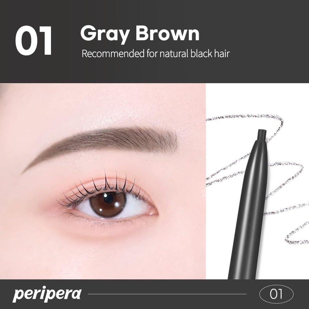 Peripera pencil in hand during application showing control and easy grooming