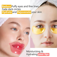 Permotary eye mask close-up on skin highlighting gold shimmer and hydration
