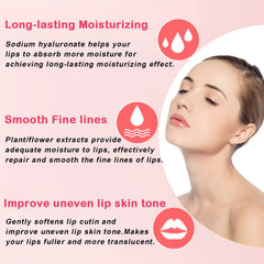 Permotary patch applied on lips illustrating hydration and plumping benefit
