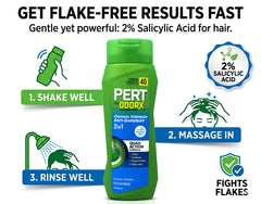 Pert in-shower lifestyle image showing quick 2-in-1 wash and conditioning benefit