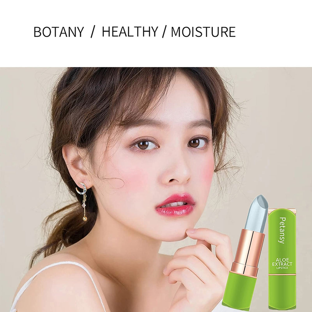 Petansy applied on model lips showing natural color-change benefit