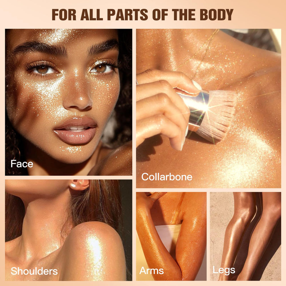 Petansy glowing oil on collarbone showing illuminated contour and cosmetic benefit