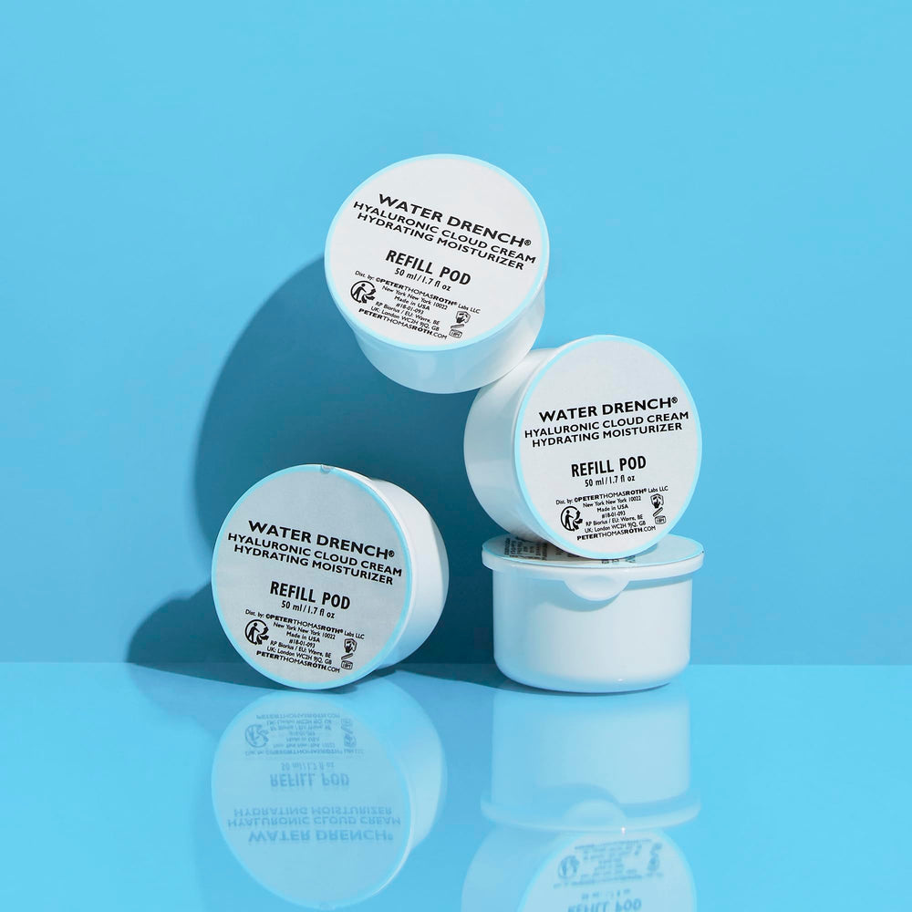Peter Thomas Roth pod next to a credit card for scale showing compact refill size