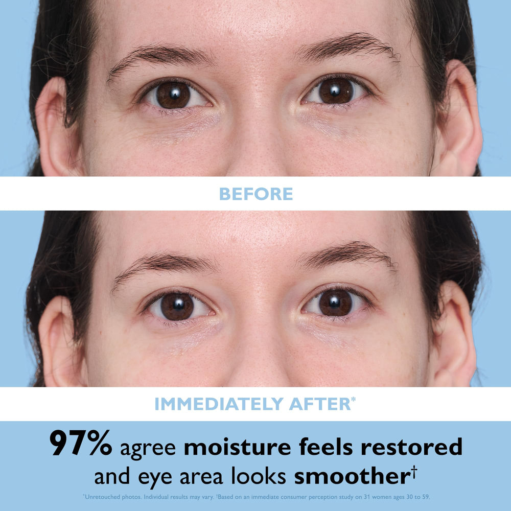 Peter Thomas Roth under-eye patches applied demonstrating instant de-puffing effect