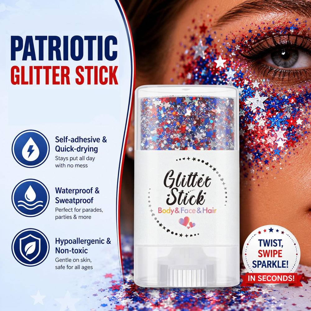 Petramrs glitter sticks styled with patriotic outfit showing coordinated look benefit
