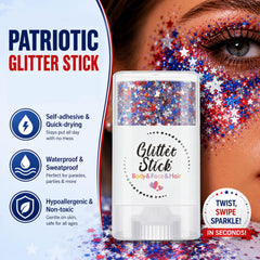 Petramrs glitter sticks styled with patriotic outfit showing coordinated look benefit