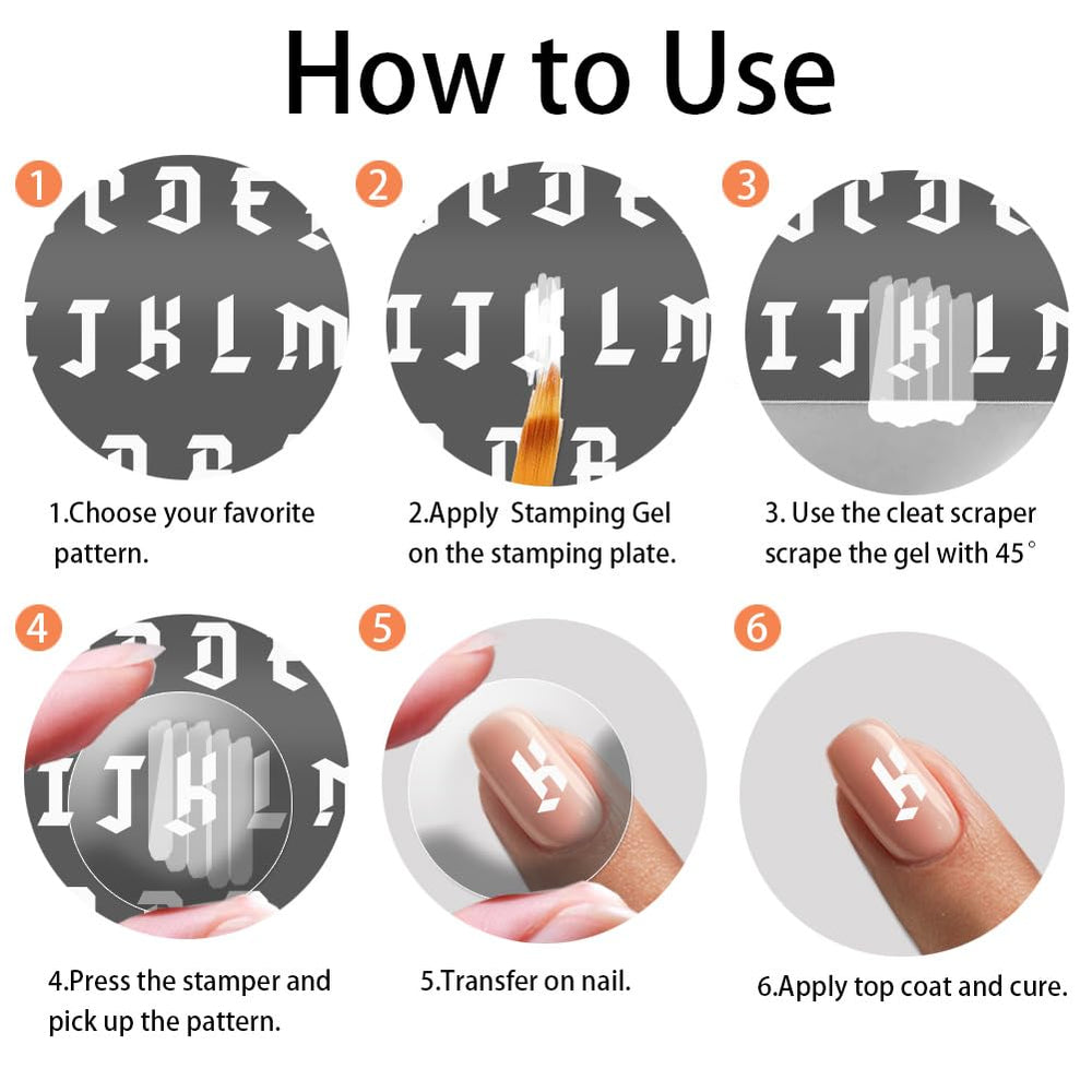 PH PandaHall stamp being pressed onto a nail for fast, repeatable letter transfers