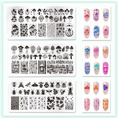 PH PandaHall stamped nail samples demonstrating layered forest-themed manicures benefit
