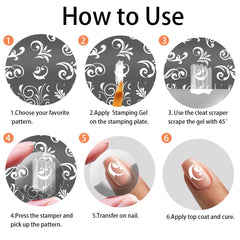 PH PandaHall stamper picking up a floral design for quick and accurate nail transfer