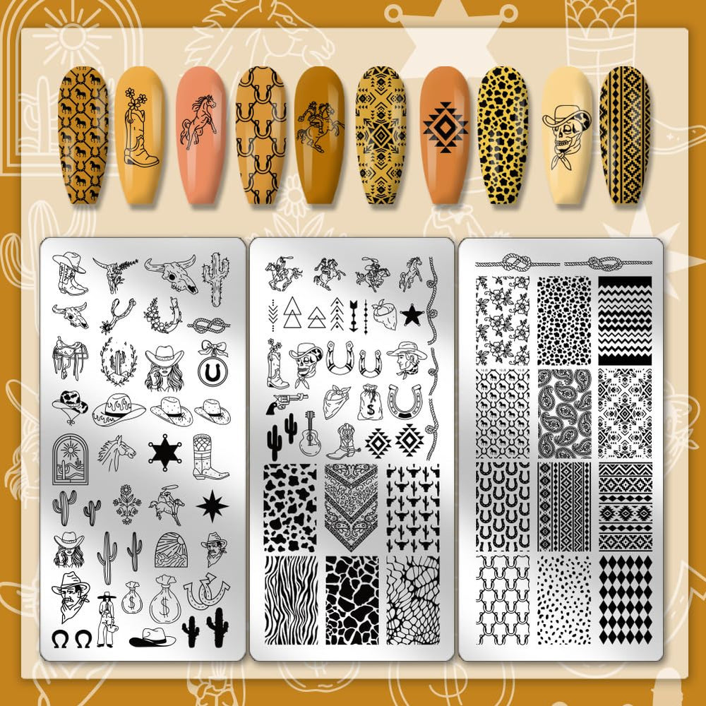 PH PandaHall stamper transferring western design onto fingernails for crisp results