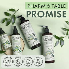 PHARM TO TABLE tea tree oil and leaves highlighting natural ingredient benefits
