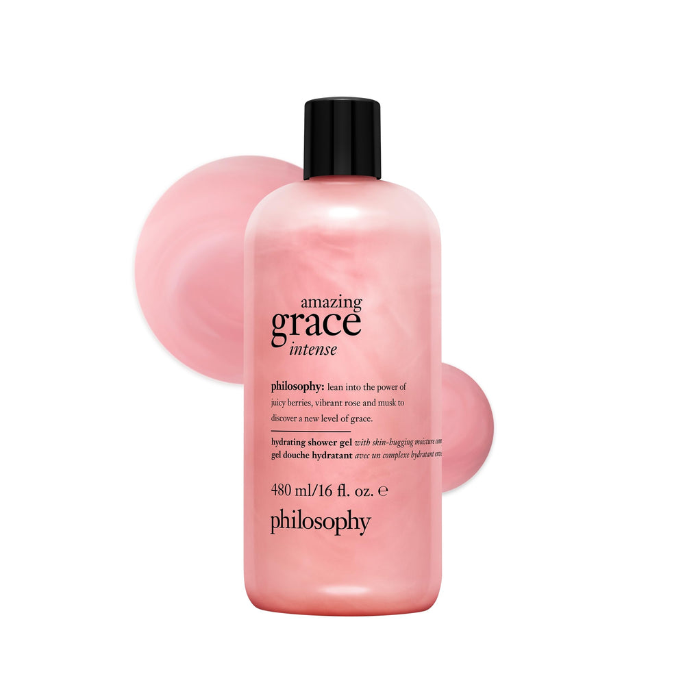 philosophy amazing grace front bottle shows packaging and product volume benefit