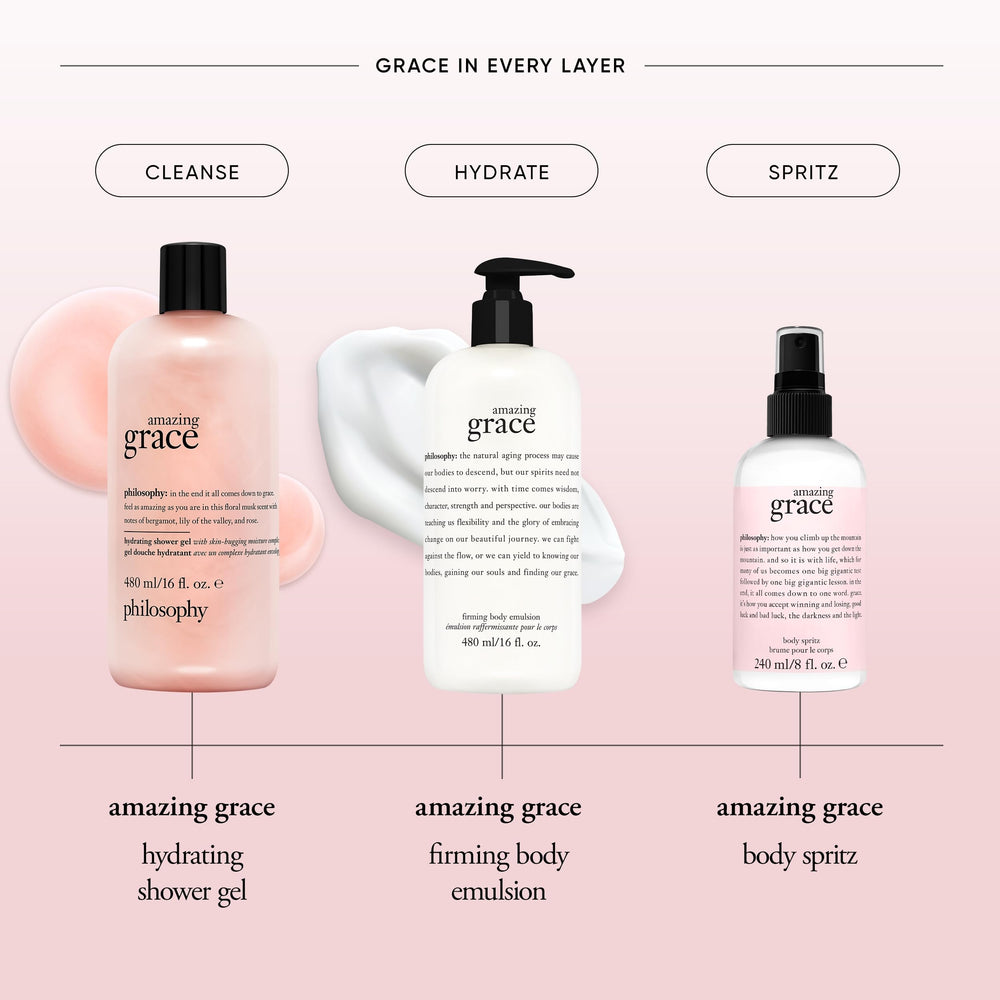 philosophy spray on arm illustrating lightweight hydration and scent