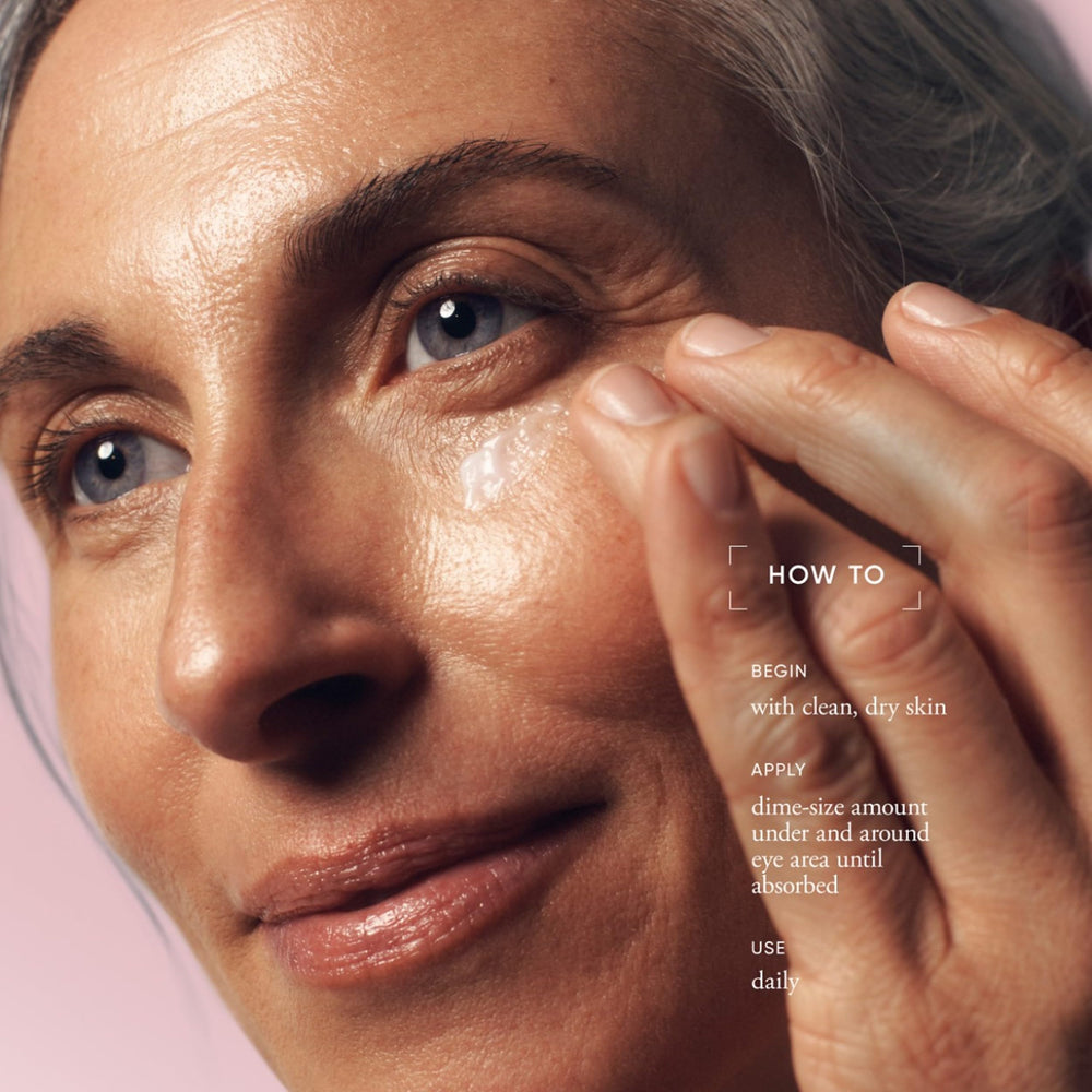 philosophy application close-up patting cream along orbital bone to show easy use benefit