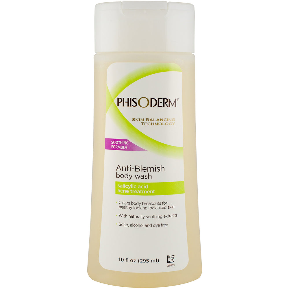 Phisoderm bottle front packaging showing label and size benefits