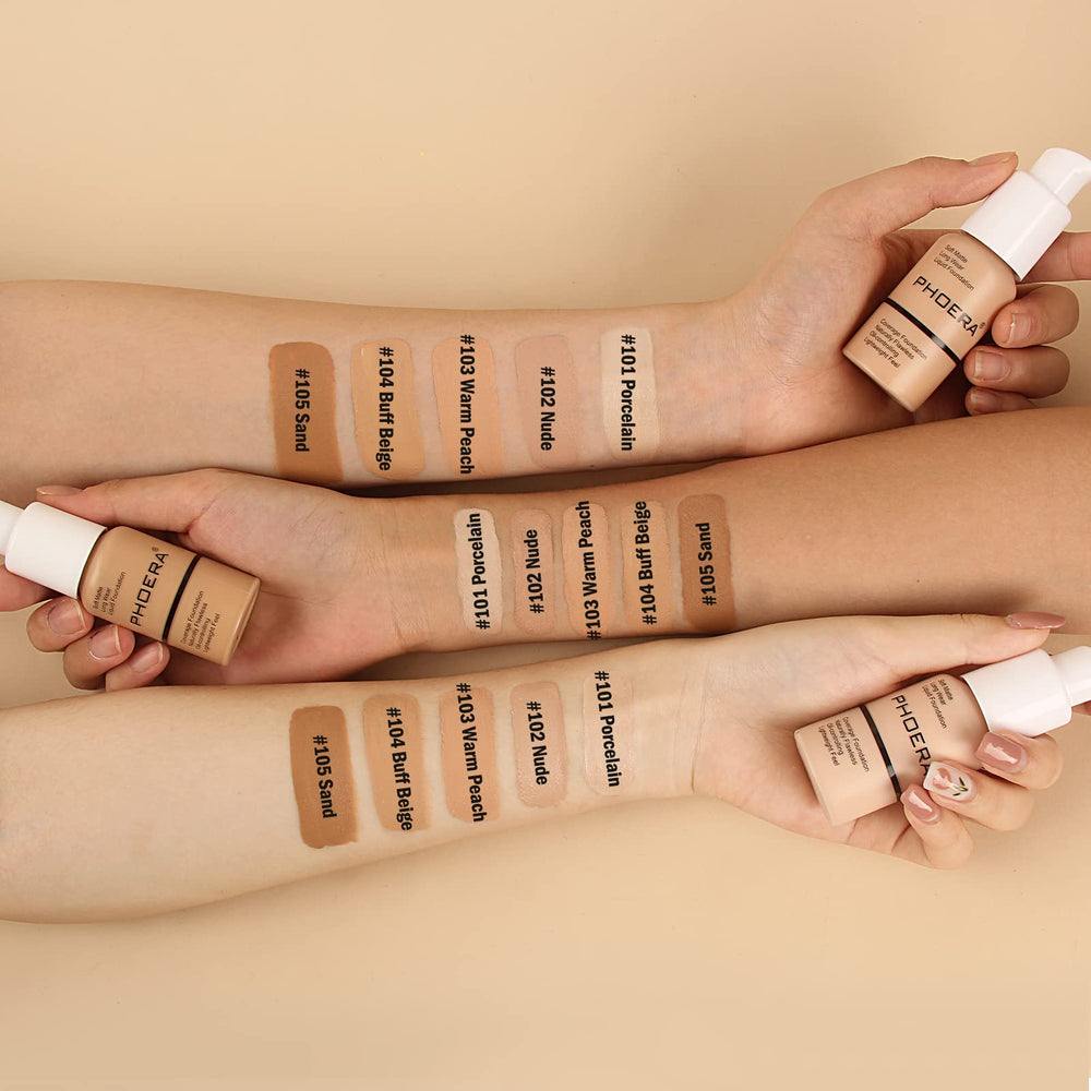 PHOERA foundation packed in travel bag for convenient on-the-go touch-ups