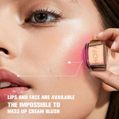 PHOFAY lip and cheek swatch illustrating buildable natural color
