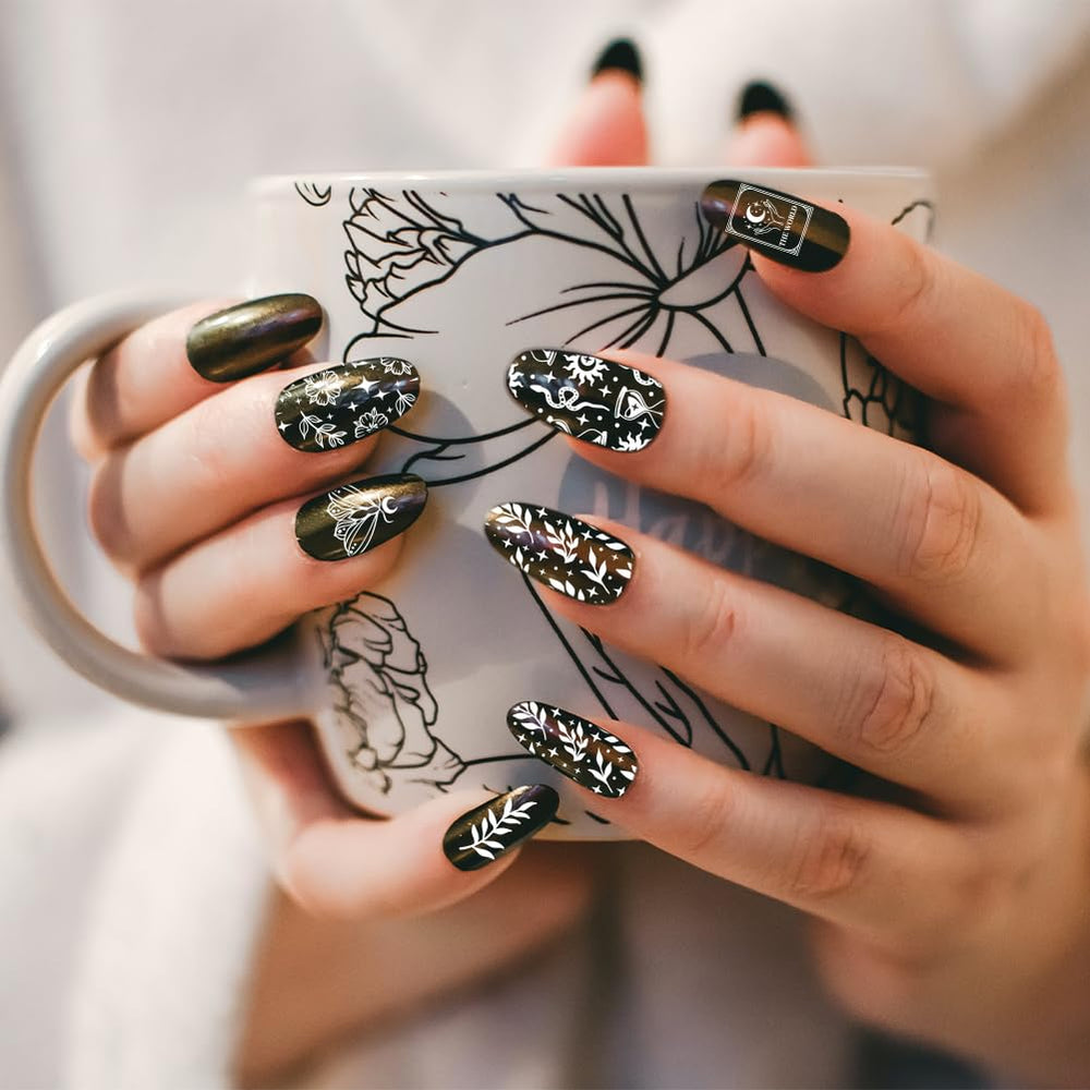 PH PandaHall plate beside a nail for scale, helps choose appropriately sized motifs