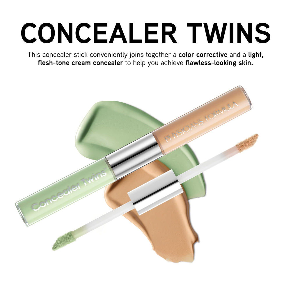 Physicians Formula hand swatches of green and light shades showing blendability and coverage benefit