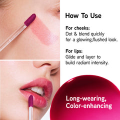 Physicians Formula applying tint to cheeks with finger, demonstrates easy blending and natural flush