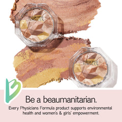 Physicians Formula swatch on skin demonstrating blendability and buildable warm color