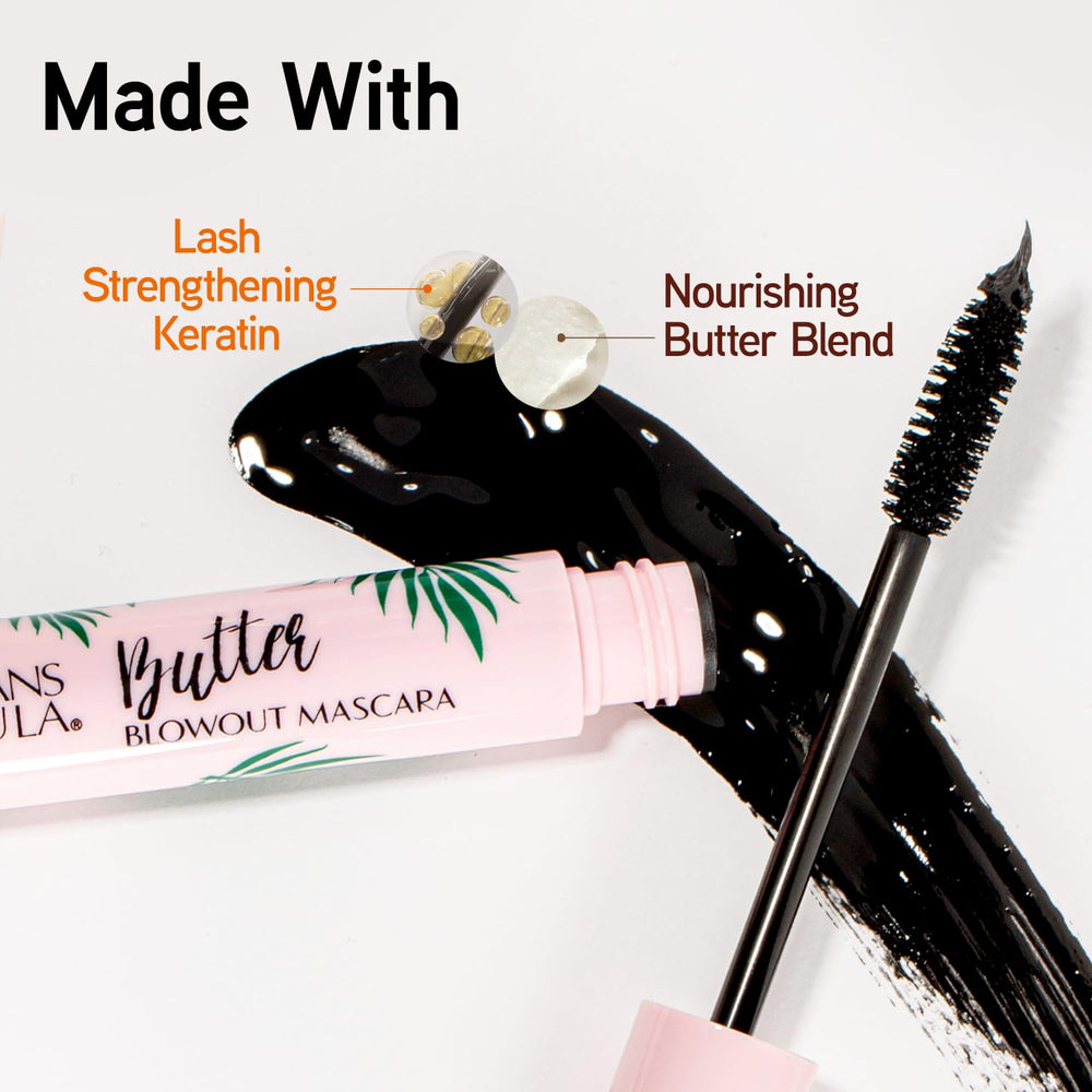 Physicians Formula before and after lashes showing added volume and length