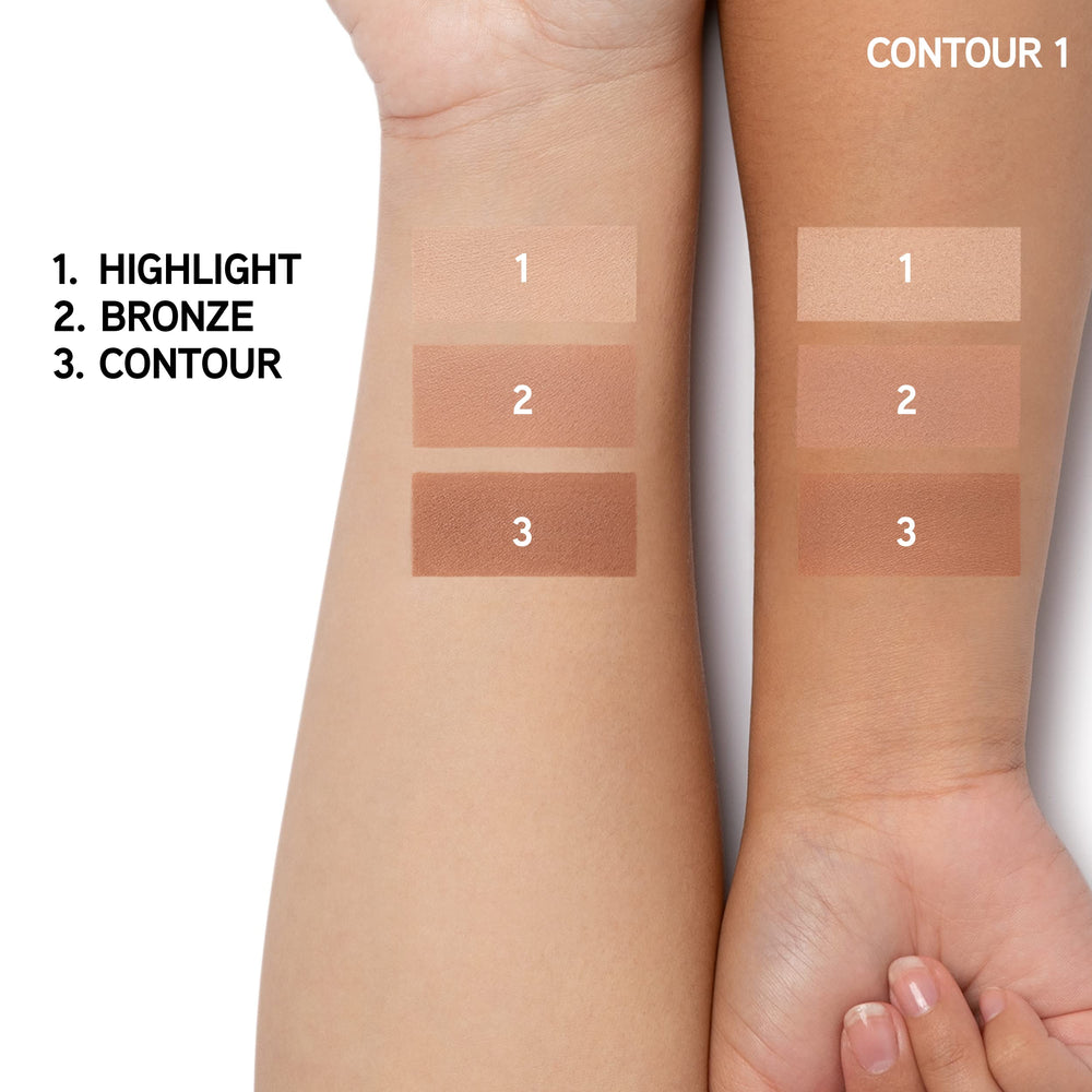 Physicians Formula close-up swatches of each shade showing blendable pigment payoff