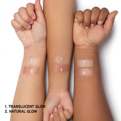Physicians Formula powder being picked up by brush illustrating easy application and buildable coverage