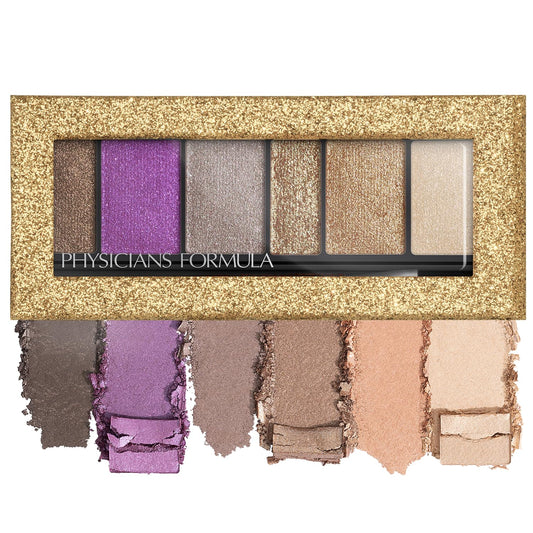 Physicians Formula palette front open showing six shimmer shades for versatile looks