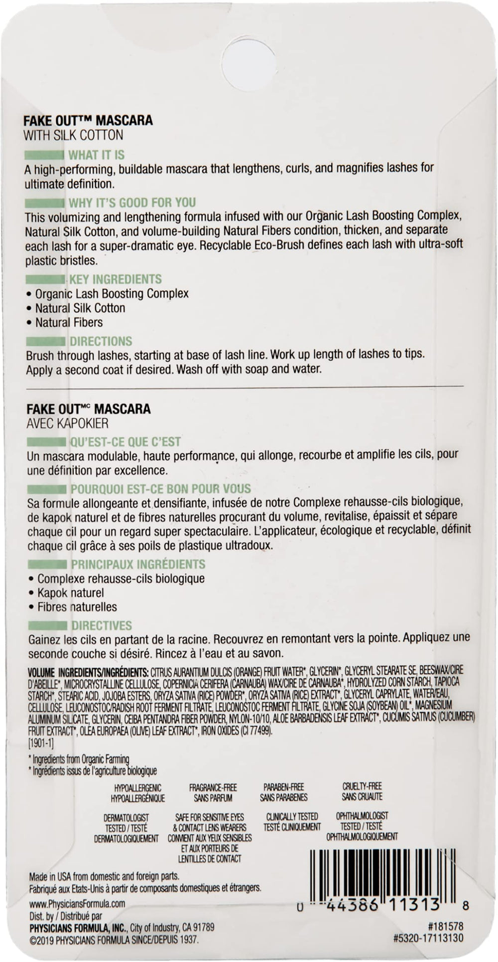 Physicians Formula mascara on vanity showcasing clean, sustainable beauty routine