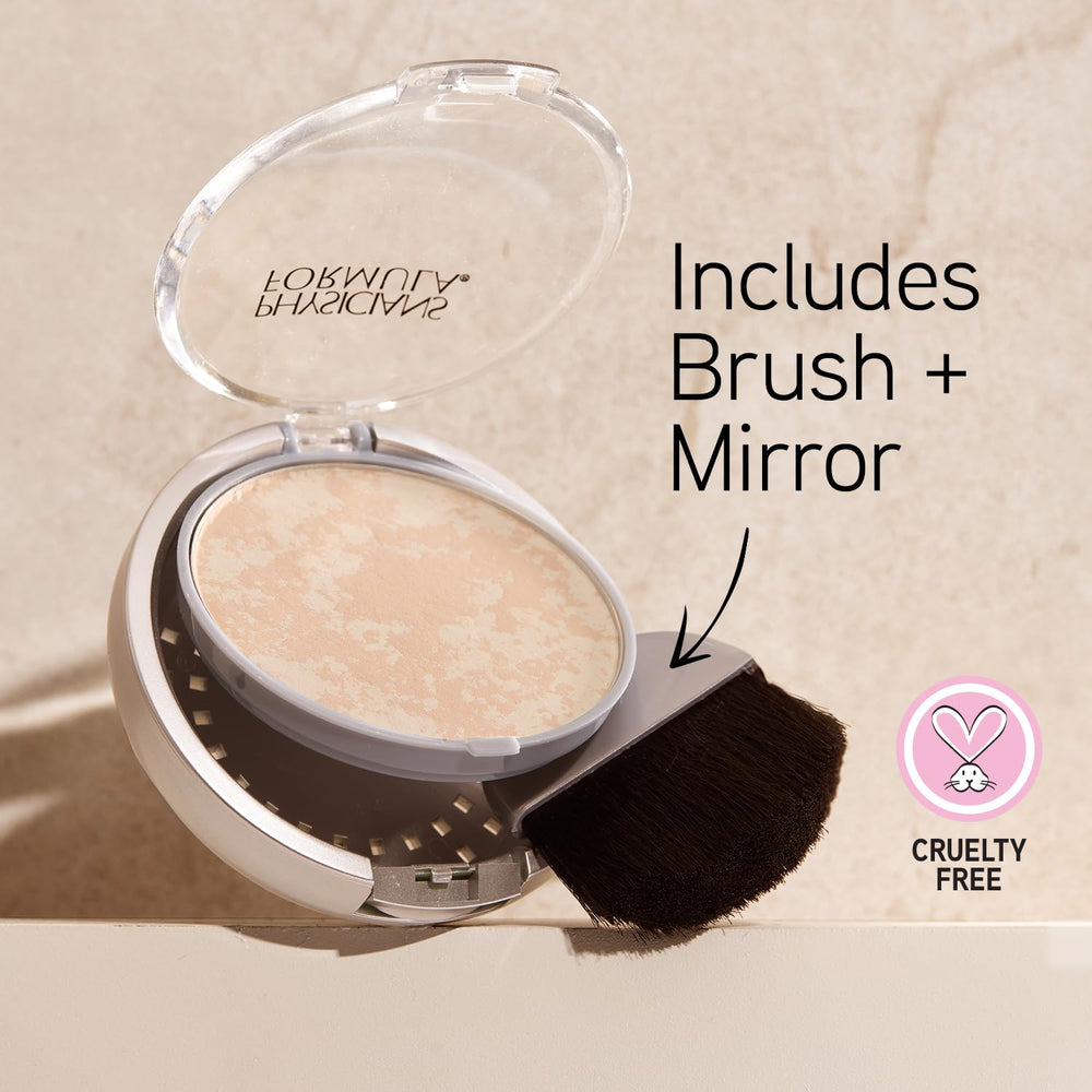 Physicians Formula powder swatched on hand demonstrating buildable coverage benefit.