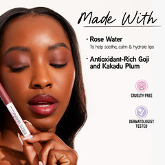 Physicians Formula close-up of lipstick texture on applicator, shows smooth glide benefit
