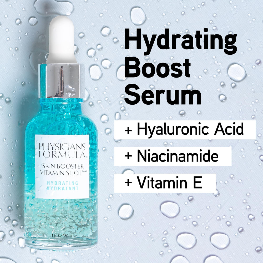 Physicians Formula serum applied on hand demonstrating quick-absorbing hydration