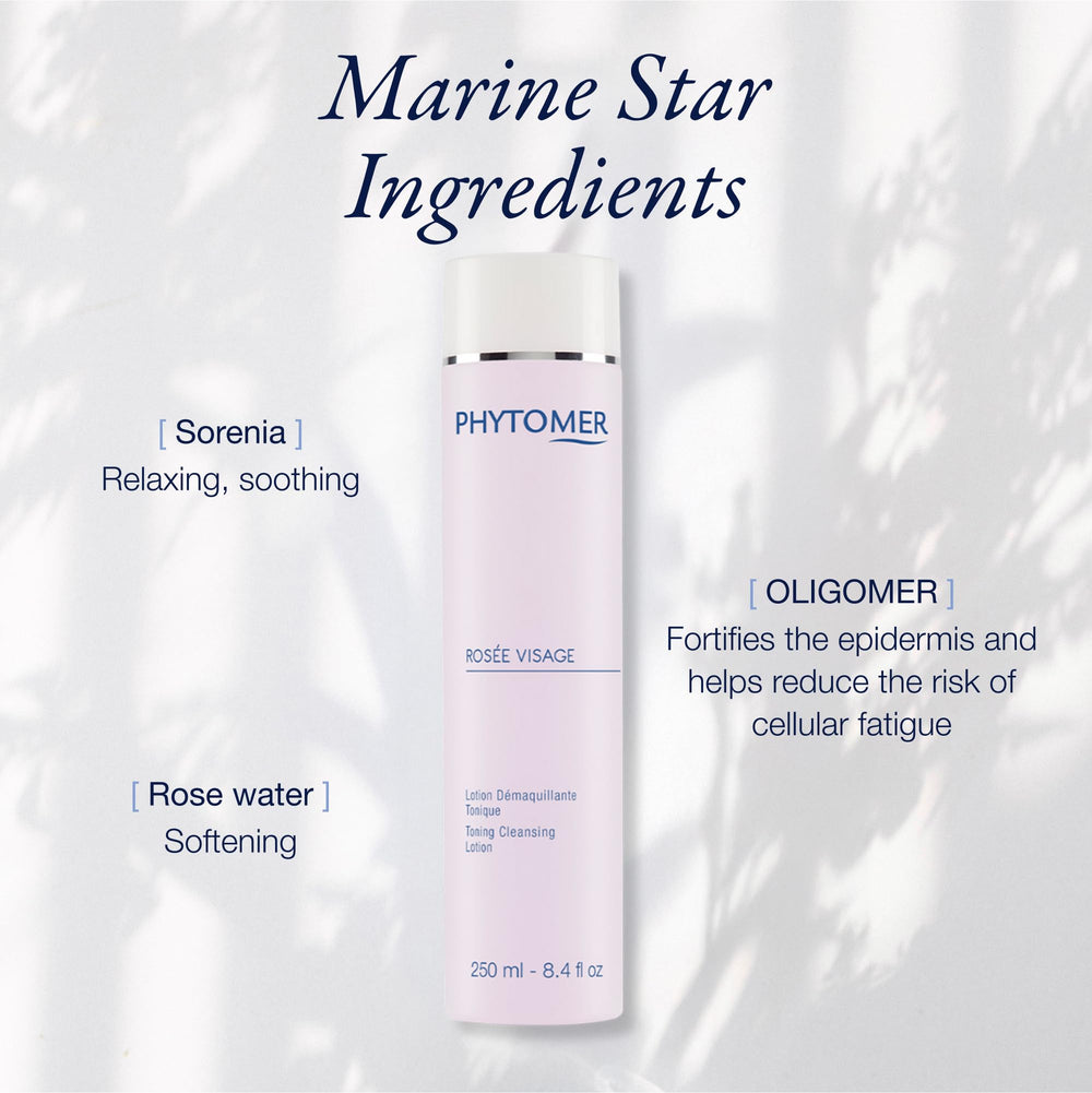 PHYTOMER Rosée Visage ingredients close-up highlighting sorenia marine extract and calming benefits
