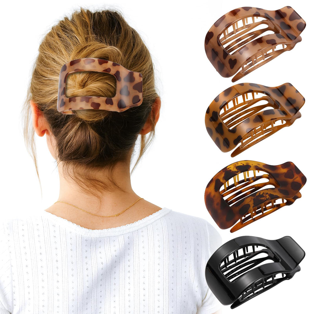 Phyzylvia tortoise flat clip front view showing secure hold