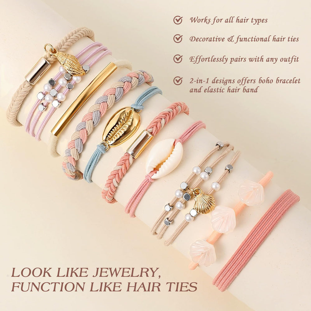 Phyzylvia hair band worn as wrist bracelet offering style and convenient storage