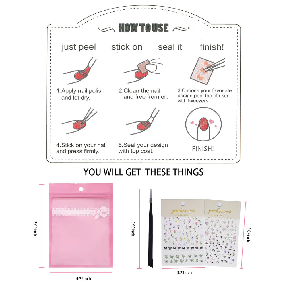 picksweet finished manicure lifestyle showing dimensional decals for polished look