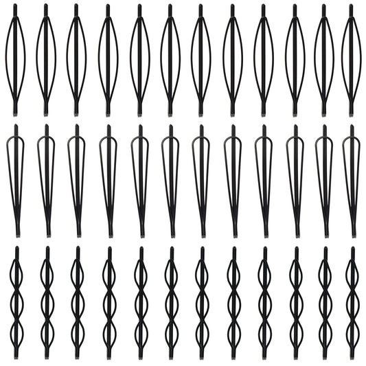 PIDOUDOU front view of 36 black bobby pins pack showing quantity and matte finish benefit