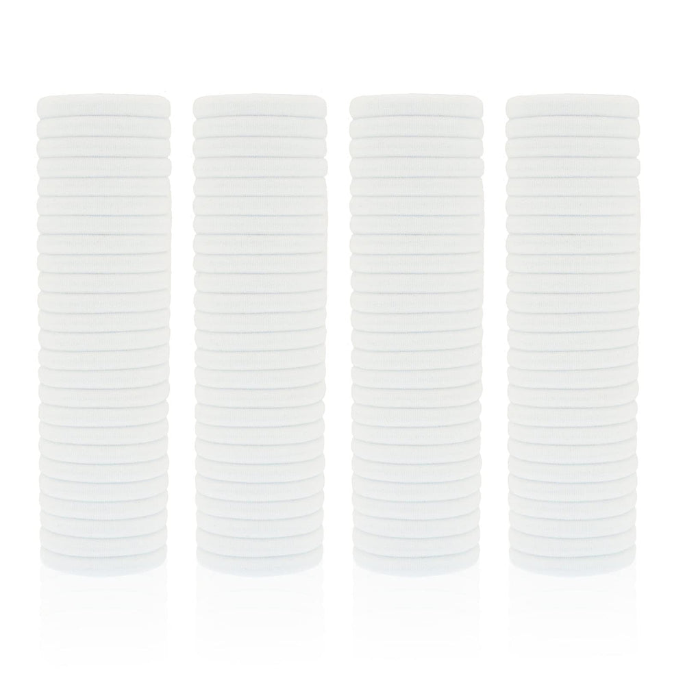 PIDOUDOU front pack of 100 white hair ties showing value and convenience