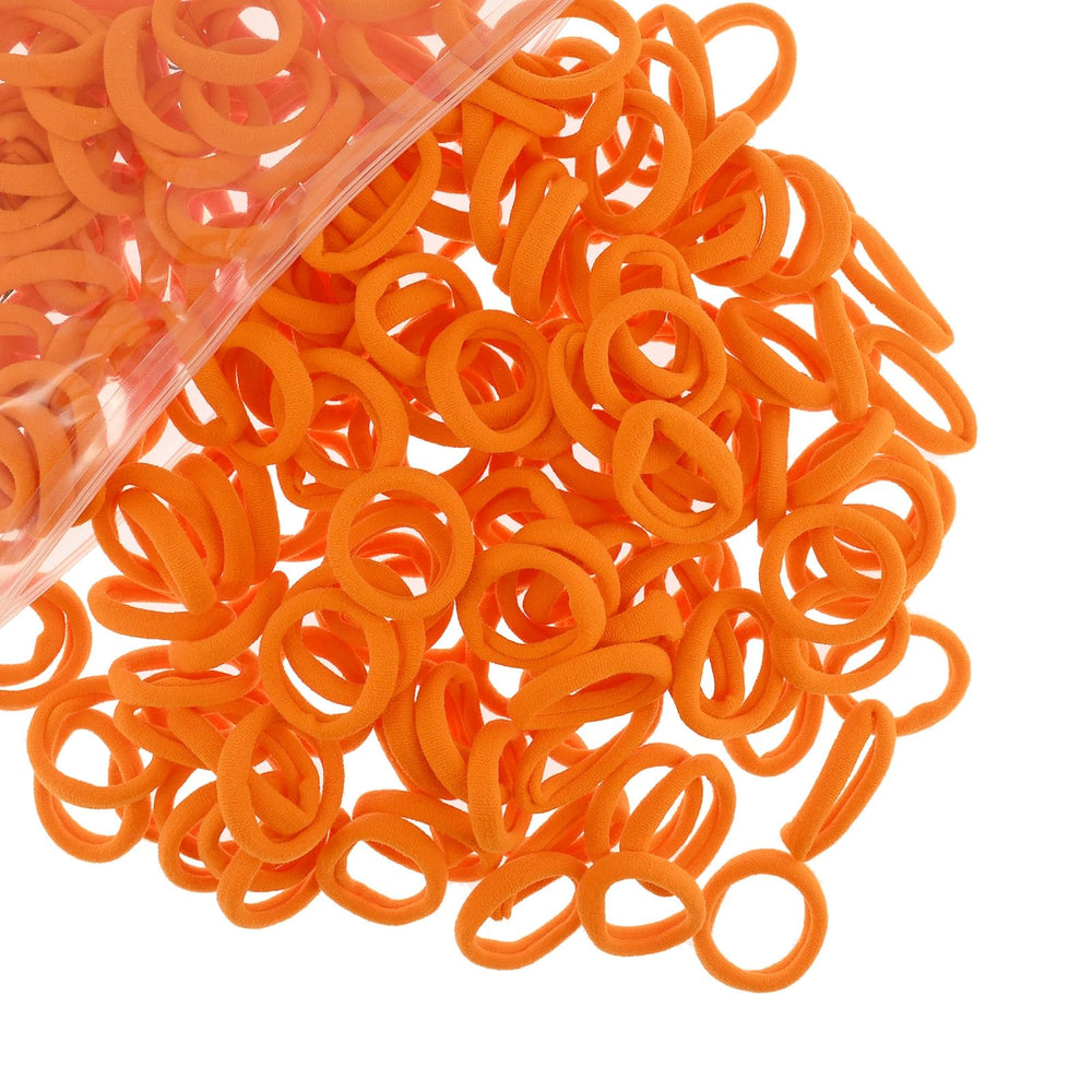 PIDOUDOU orange hair ties front view showing full 200-piece pack and bright color benefit
