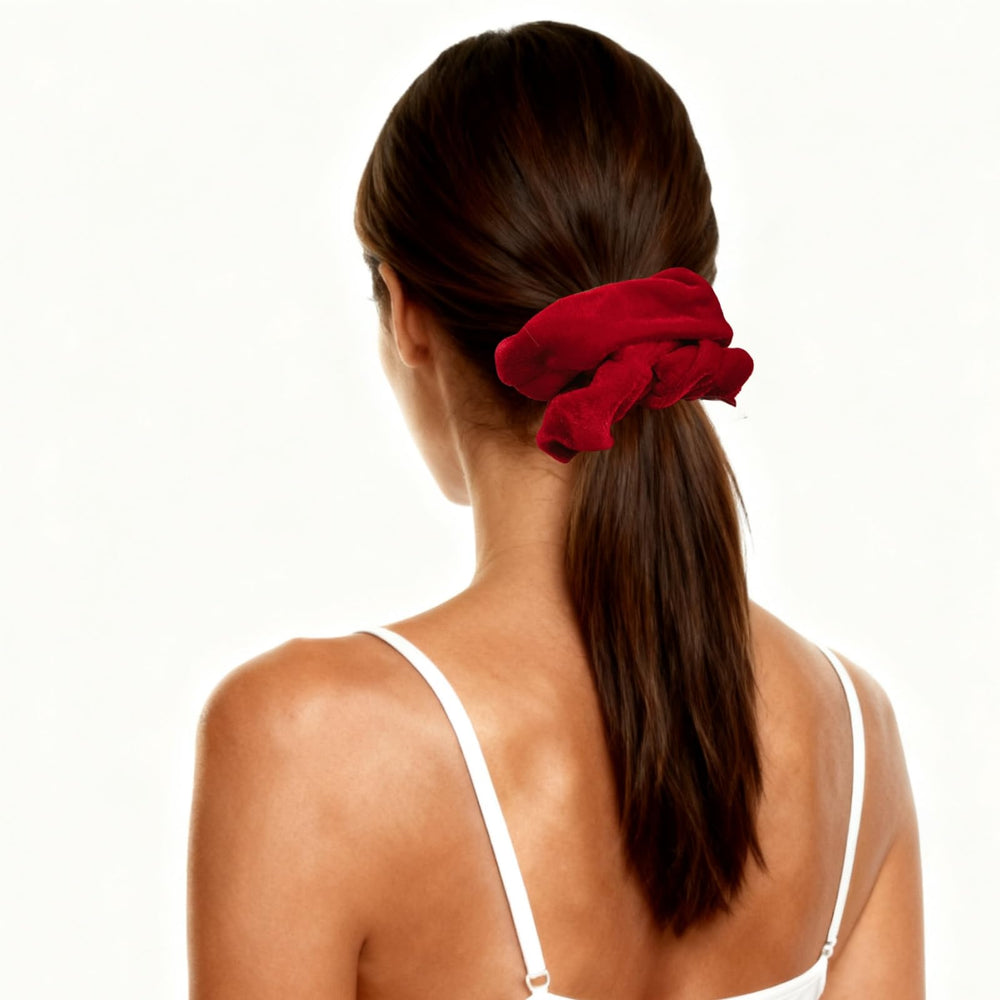 PIDOUDOU scrunchie securing long hair ponytail for all-day hold benefit