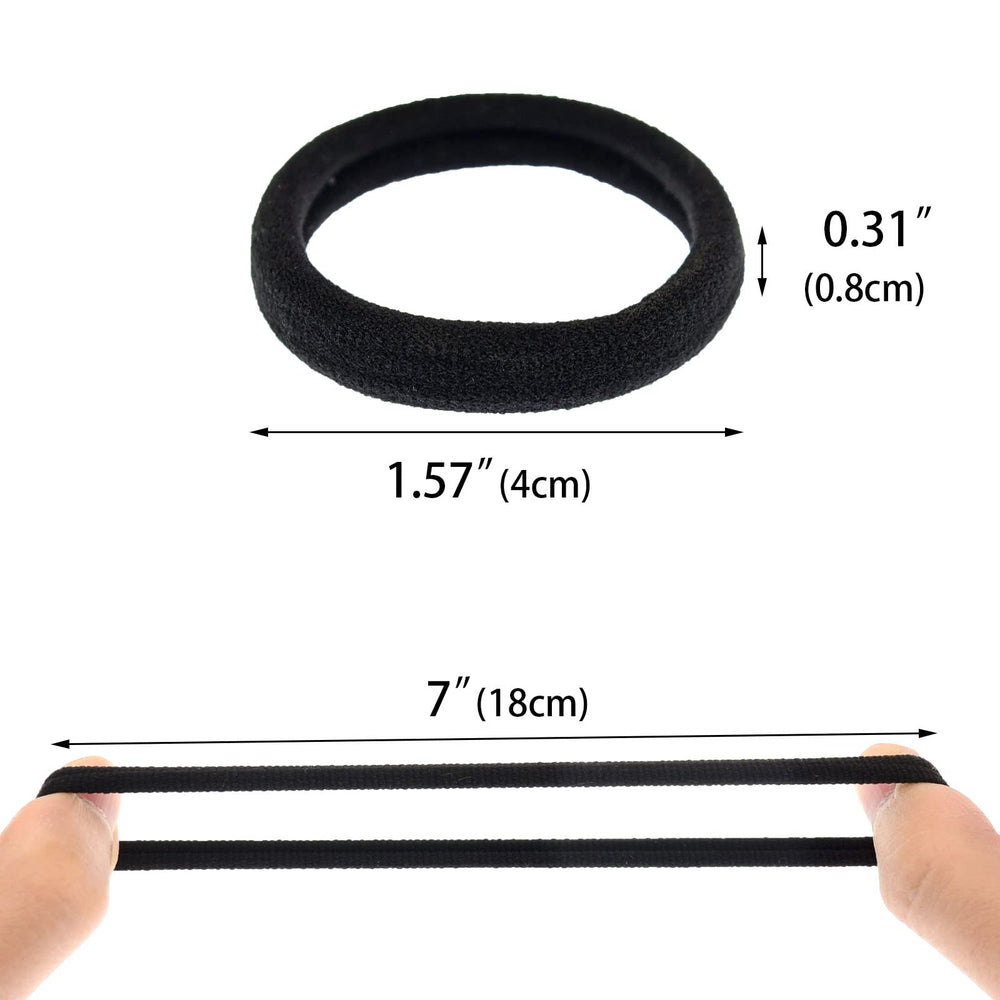 PIDOUDOU hair tie beside ruler showing dimensions and stretch capacity