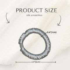 PIDOUDOU scrunchie beside ruler showing 6.5 cm size and scale