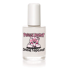 Piggy Paint front bottle showing Shine Topcoat for safe glossy finish