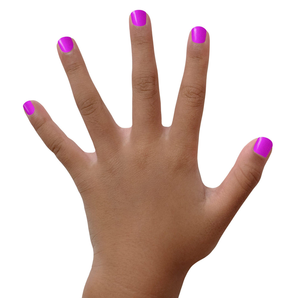 Piggy Paint Groovy Grape swatch on skin highlighting neon shimmer and durability