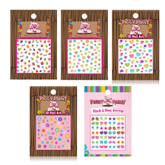 Piggy Paint heart sticker close-up highlighting easy peel-and-stick benefit