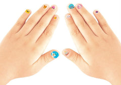 Pikachu stickers applied on nails displaying fast, cute manicure result