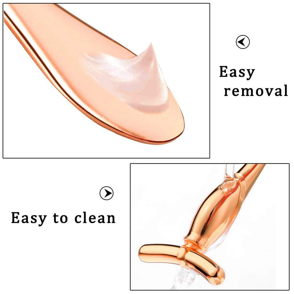 Pimoys chilled roller placed on closed eye illustrating cooling soothing effect