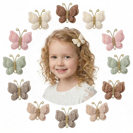 Pinkoriart front packaging showing 12 beige butterfly clips and organized set